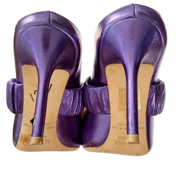 Malone Souliers Mira Metallic Leather Mule Pump Iris size 36 US6 - Picture 6 of 9
